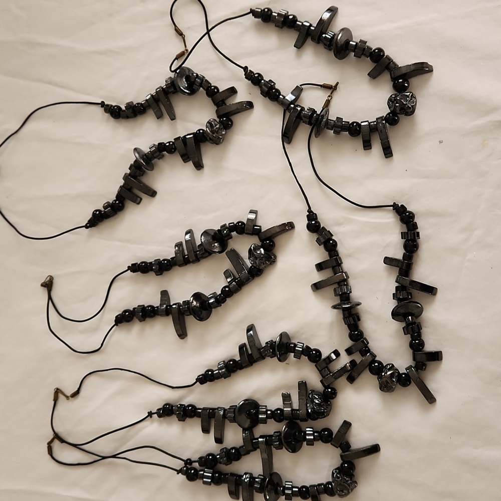 Bundle Grecian 6 Vintage Black   Ceramic Bead Necklace & Extra  Beads Greek - Picture 2 of 11